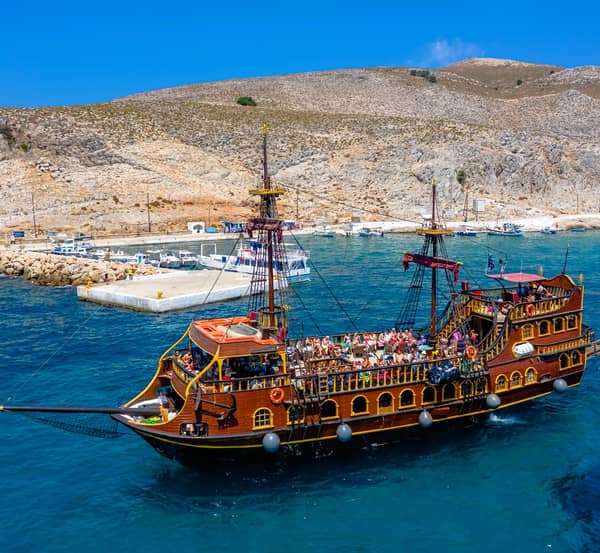 Pirate Ship Anchored Pserimos Beach