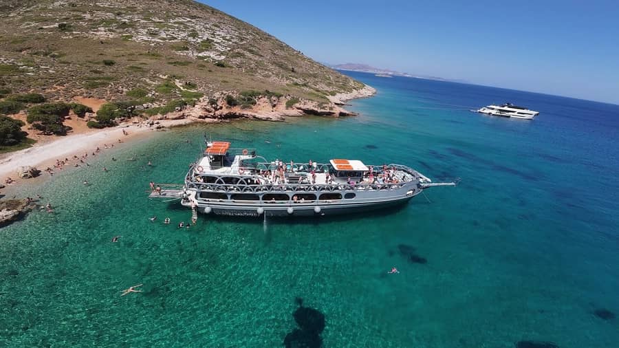 Kos Pearl Cruise Anchored Cove Aerial