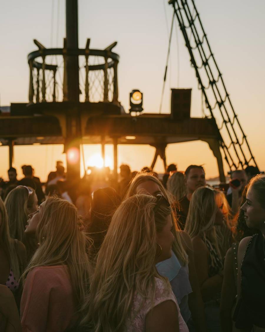 Pirate Ship Sunset Party Silhouette